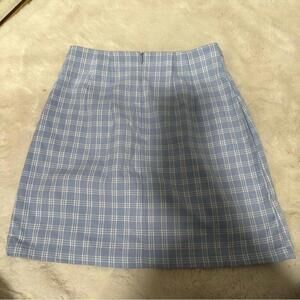 Brandy Melville Cara Skirt Plaid Check High Waist Small XS Mini Baby Blue